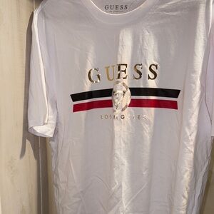 Guess White and Red Short Sleeve Tees